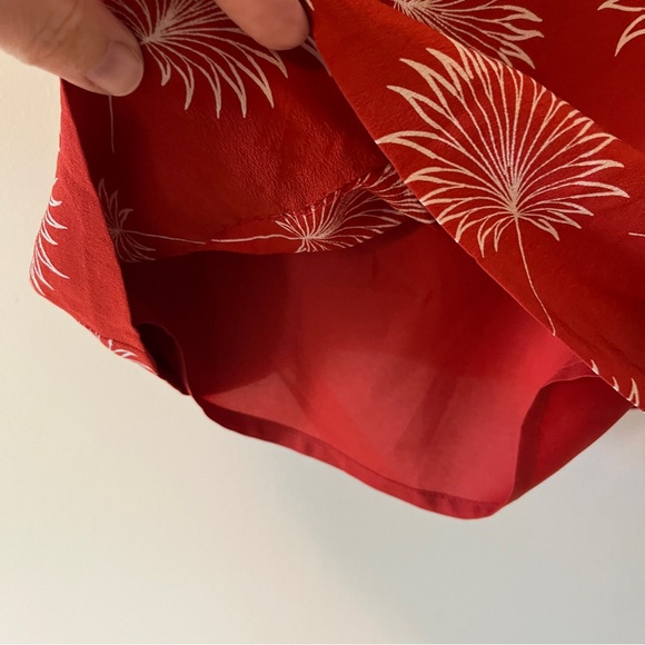 Madewell | Silk Off the Shoulder Dress | Orange Palm flower print | Size Medium - Picture 10 of 13